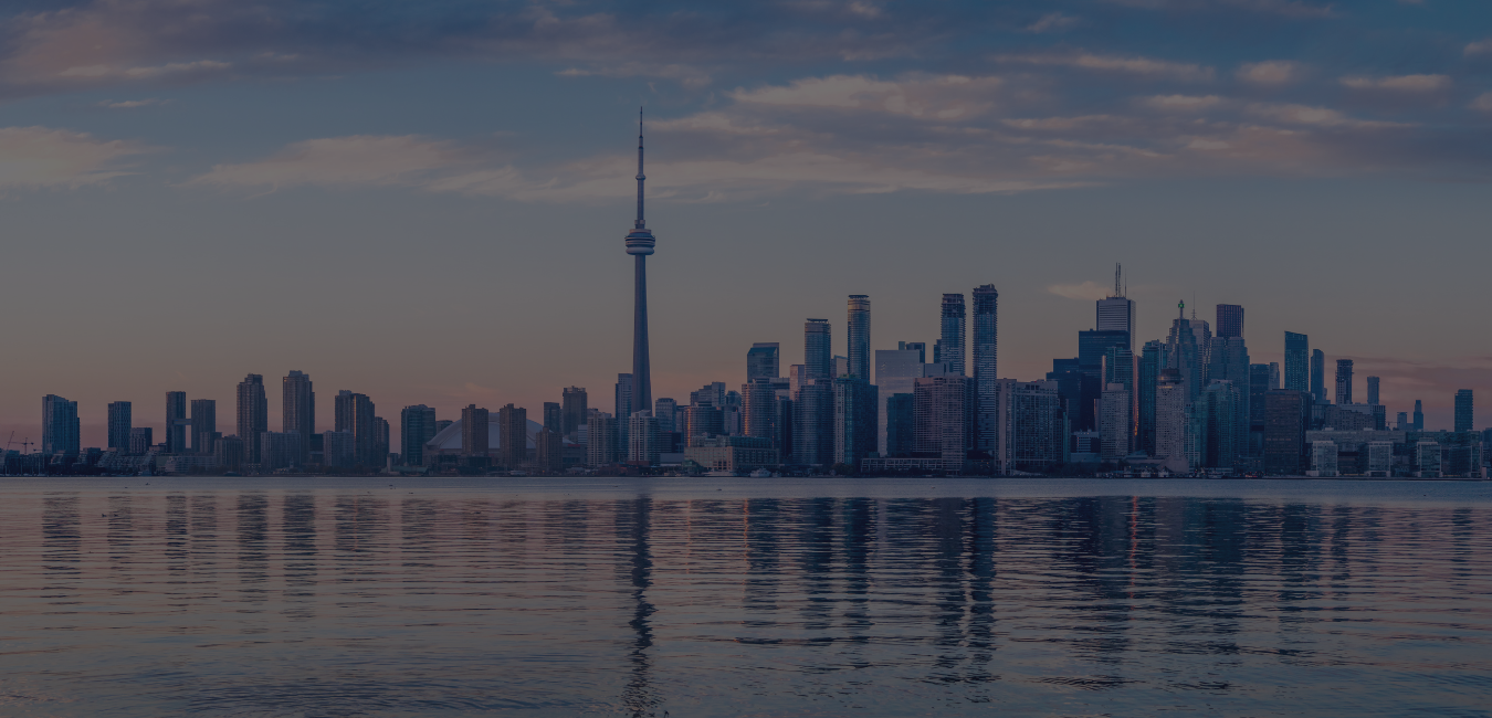 Toronto, Ontario skyline at dusk